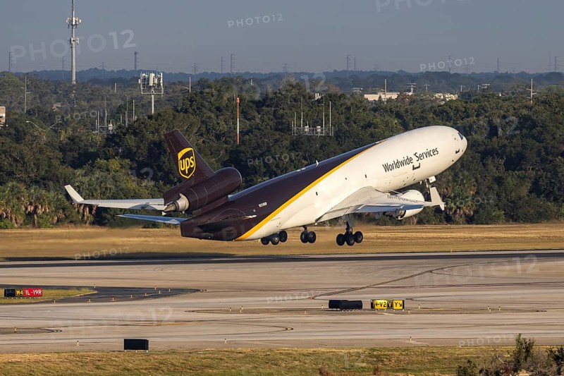 A McDonnell Douglas MD-11F UPS United Parcel Service aircraft with license plate N258UP at Tampa airport, USA