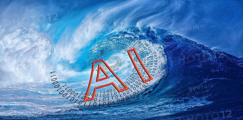 Symbol photo, AI as a tidal wave of digitization, ChatGBT, AI, OpenAI, chatbot, artificial intelligence, IT system, computer science, AI learning, IT technology, computer system, software, Microsoft, silicon brain, thinking machine, creativity, new wonder of the world, Einstein replacement, questionable intelligence, AI research, voice robot, algorithm, Internet threat