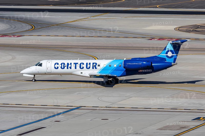 A Contour Airlines Embraer 135 aircraft with license plate N16502 at Phoenix airport, USA