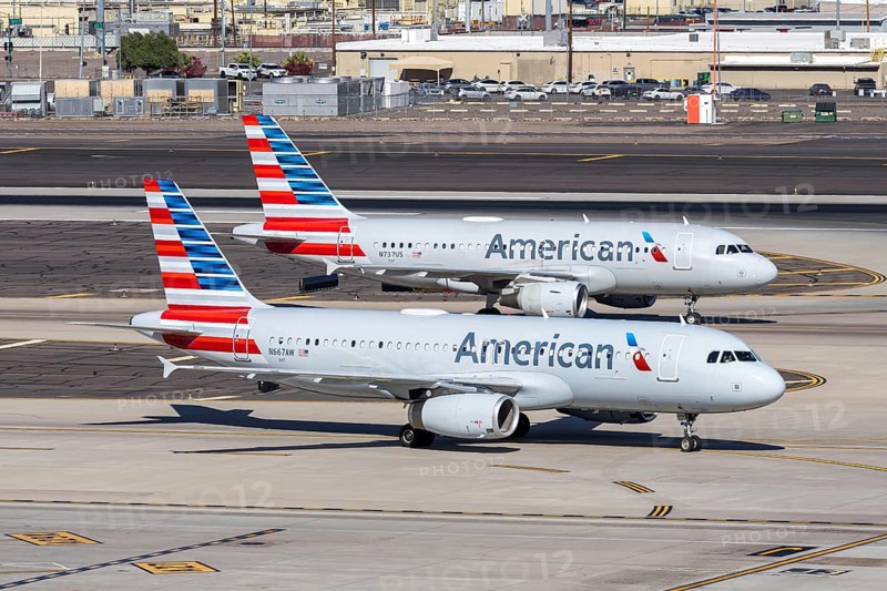 Airbus A320 and A319 American Airlines aircraft at Phoenix airport, United States