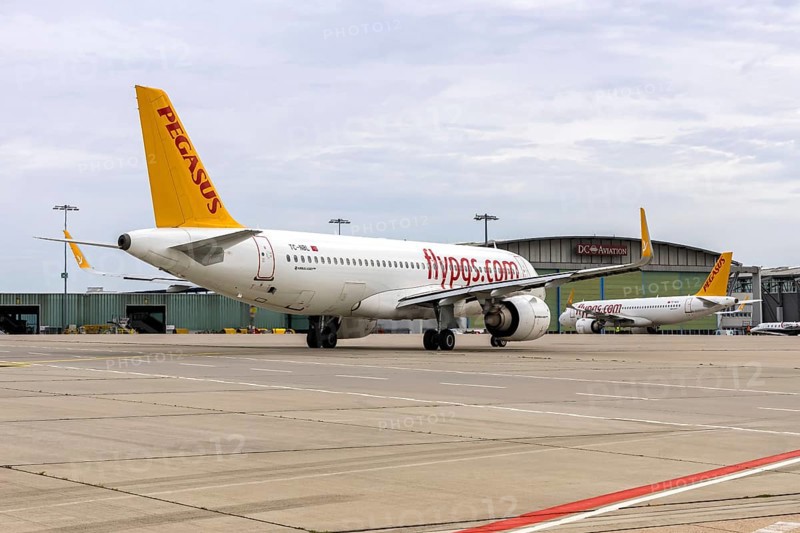An Airbus A320neo Pegasus Airlines aircraft with the license plate TC-NBL at the airport in Stuttgart, Germany
