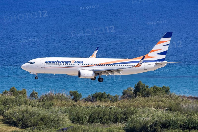 A Smartwings Boeing 737-800 aircraft with the license plate SP-TVZ at Rhodes airport, Greece