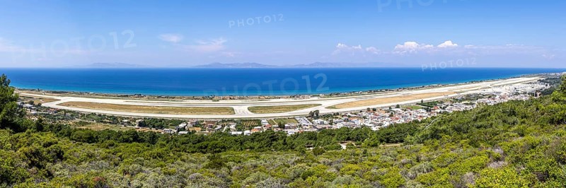 Panoramic view of Rhodes airport, Greece