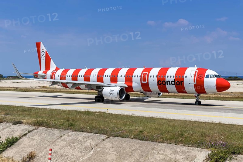 A Condor Airbus A321 aircraft with license plate D-AIAB at Rhodes airport, Greece