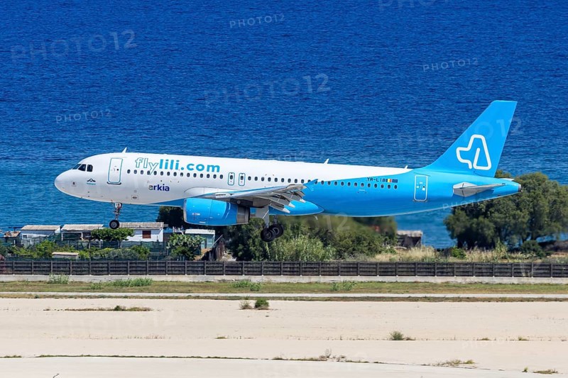 An Airbus A320 Fly Lili aircraft with the license plate YR-LIB at Rhodes airport, Greece