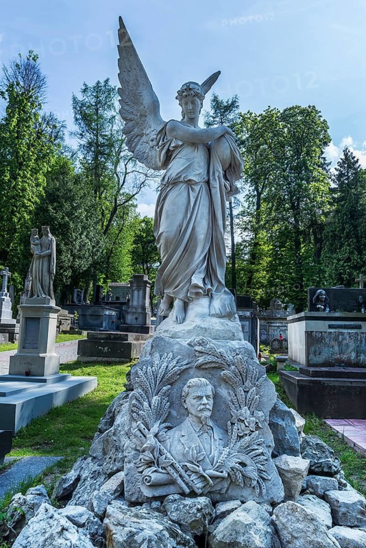 Angel statue at Lützenhofer cemetery Lychakivsky cemetery, Lviv, Galicia, Ukraine