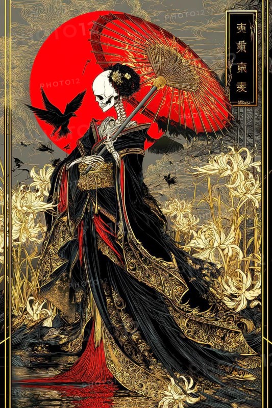 Modern representation of tarot card The Death symbolizing spiritual transformation, new beginnings, endings, change, transition, AI generated
