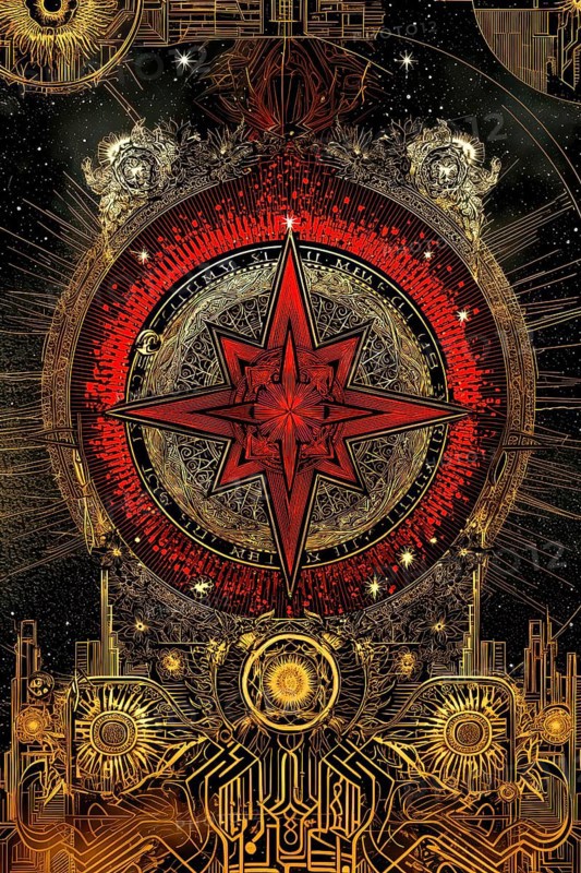 Modern representation of tarot card The Star symbolizing hope, inspiration, calm, renewal, serenity, spirituality, AI generated