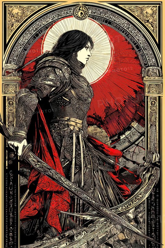 Modern representation of tarot card The Strength symbolizing courage, bravery, confidence, compassion, power, AI generated