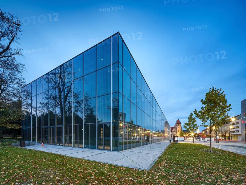 Bauhaus Museum Dessau at dusk, Dessau-Roßlau, Saxony-Anhalt, Germany
