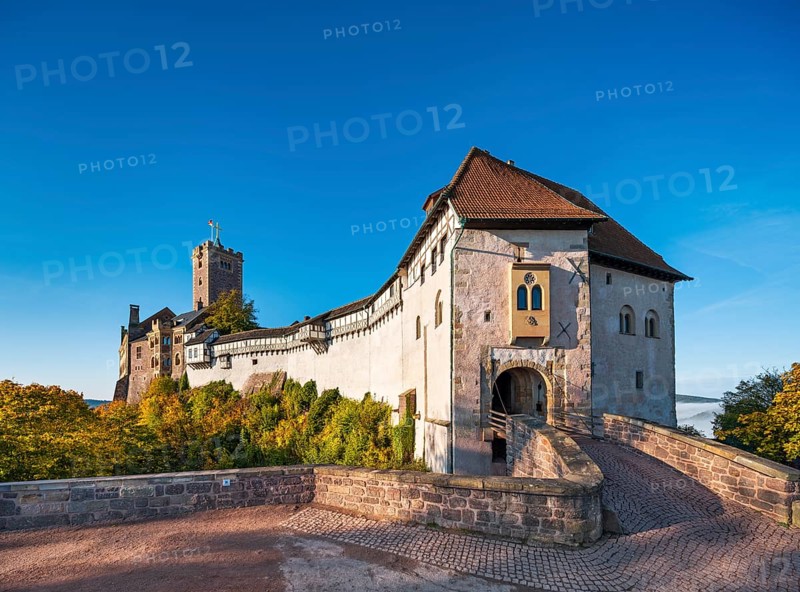 The Wartburg with drawbridge in autumn, UNESCO World Heritage Site, Eisenach, Thuringia, Germany