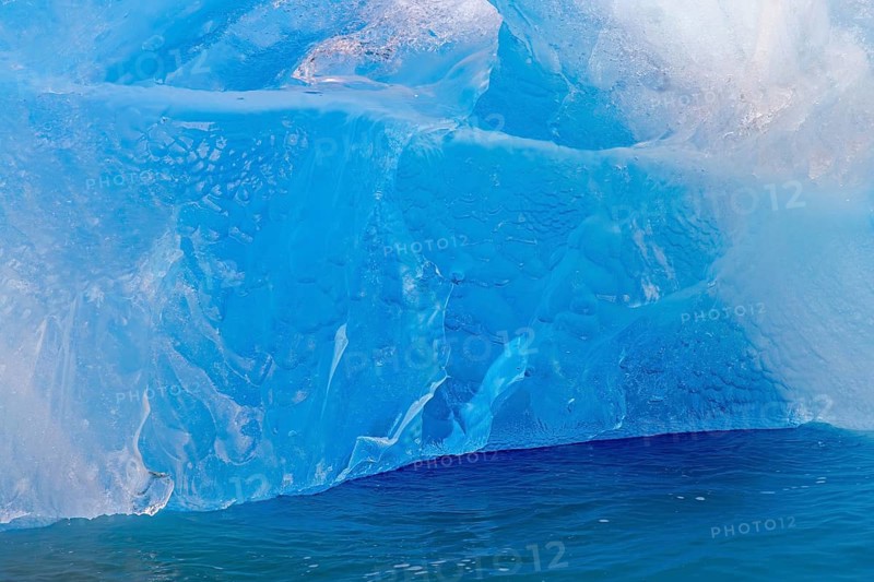 Blue ice wall of Idabreen, Ida glacier calving into Liefdefjorden at Idabukta bay, Haakon VII Land, Spitsbergen, Svalbard, Norway