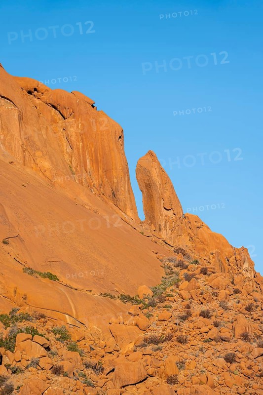 Rock formation, orange rocks in the dry desert landscape Spitzkoppe, Spitzkoppe, Namibia