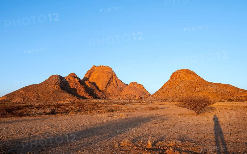 Distant view of the vast desert landscape of Spitzkoppe, Spitzkoppe, Namibia
