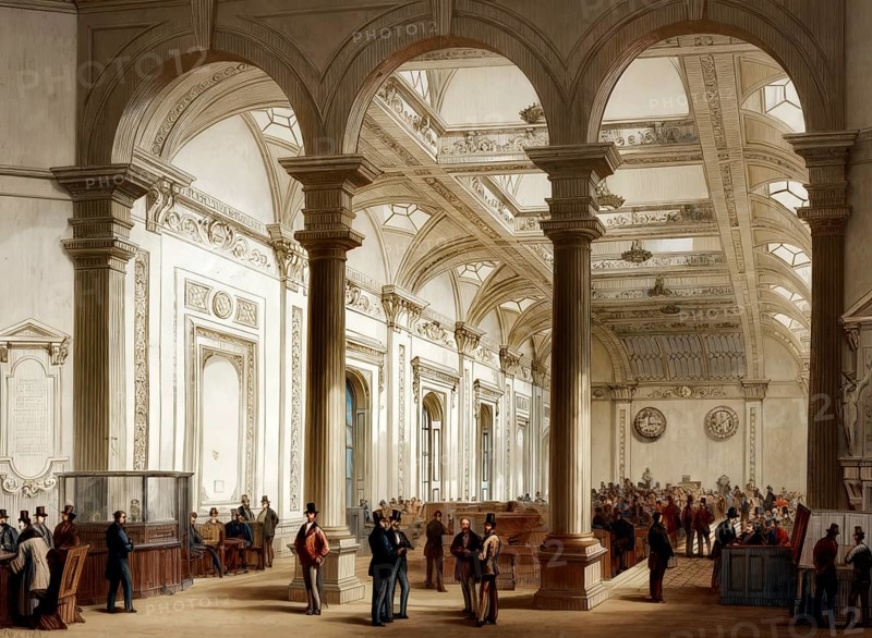 Interior of Lloyd's of London, also known as Lloyd's, an insurance and reinsurance market located in London, England, United Kingdom