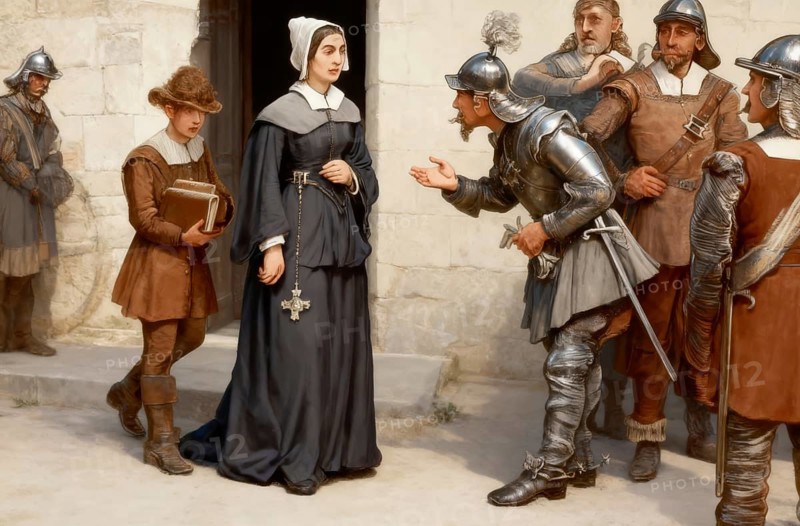 Infamous highwayman John Cottington, known as Mull Sack, stealing a watch and chain from Lady Fairfax, Anne de Vere, London, Fleet Street, 17th century, England, United Kingdom