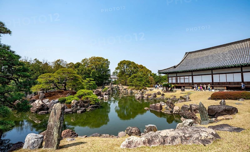 Ninomaru Garden with Pond and Ninomaru Palace, Former Imperial Villa, Nijo Castle, Kyoto, Japan
