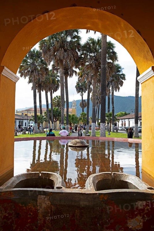 Public washing area, Hospital de San Pedro in the back, Hospital del Hermano Pedro, Old Town, Antigua, Sacatepéquez Department, Guatemala