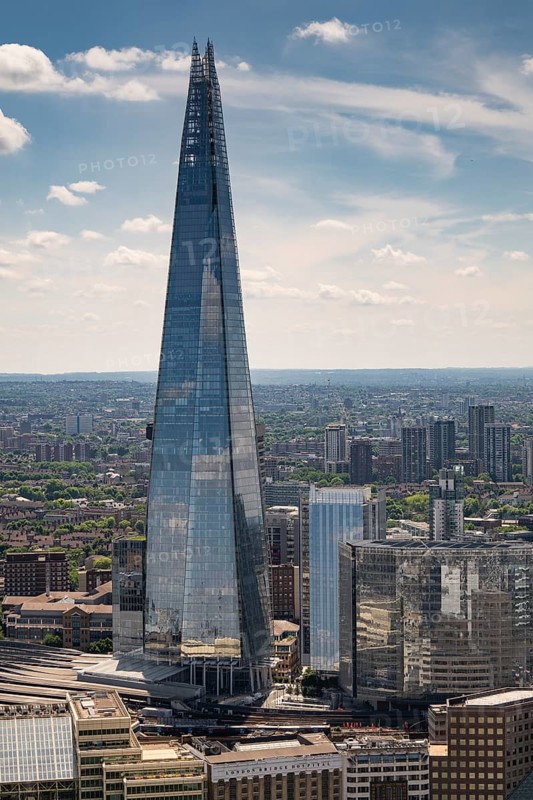 View of the modern skyscraper The Shard from the Sky Garden, London, England, Great Britain