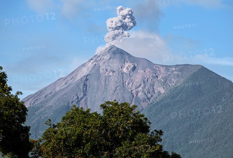 Fuego smoking volcano, Antigua, Highlands, Sacatepéquez Department, Guatemala
