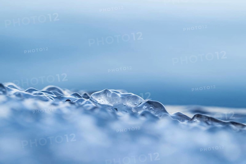 Close-up of ice-covered water in various shades of blue with a mystical aura, Korpoström, Korpo or Korppo, southwestern archipelago, Finland