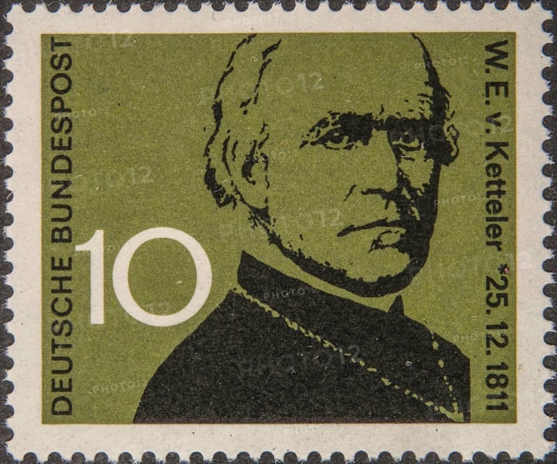Wilhelm Emmanuel von Kettelerr (1811-1877) was a German baron and Ultramontane bishop. Portrait on German postage stamp