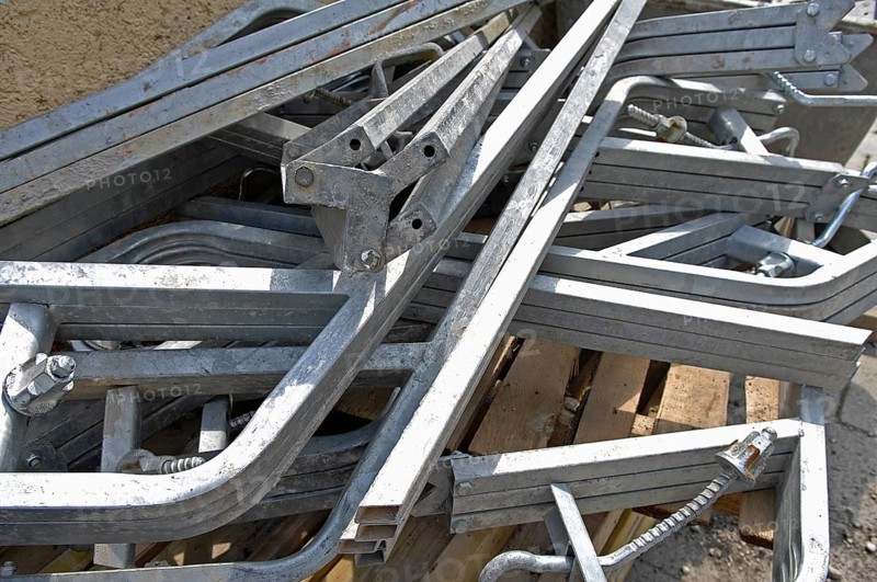 Metal parts on a construction site