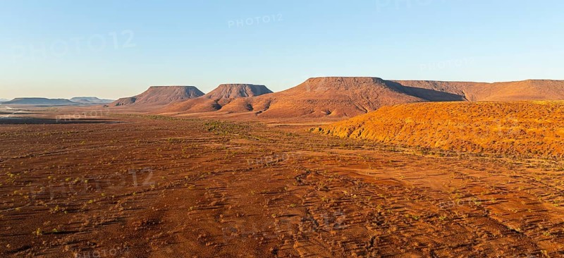 Aerial view, arid desert landscape, hills in Damaraland, Namibia