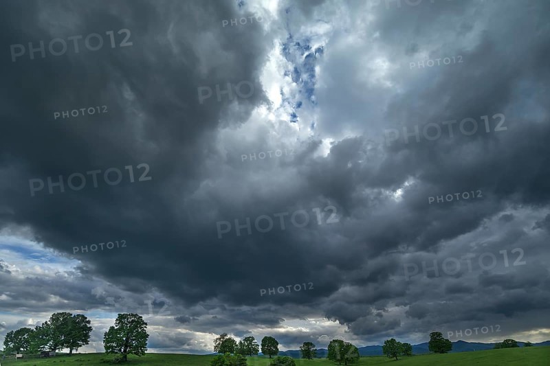 Rain clouds over the Carpathian Mountains, Transylvania, Romania