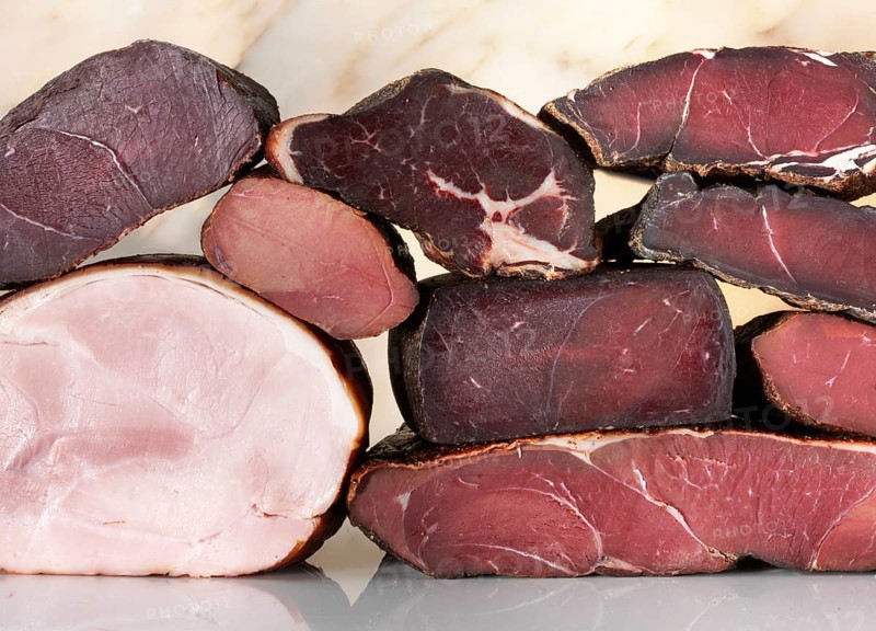 Different types of ham, studio shot