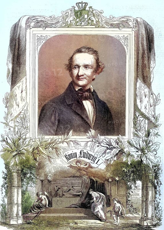 Ludwig I, 1786 - 1868, was King of Bavaria, Germany from 1825 until the revolutions of 1848/Ludwig I, Louis I, was king of Bavaria from 1825 until the 1848 revolutions, Germany, historical, digitally restored reproduction of an original model from the 19th century, exact original date unknown, subsequently colored