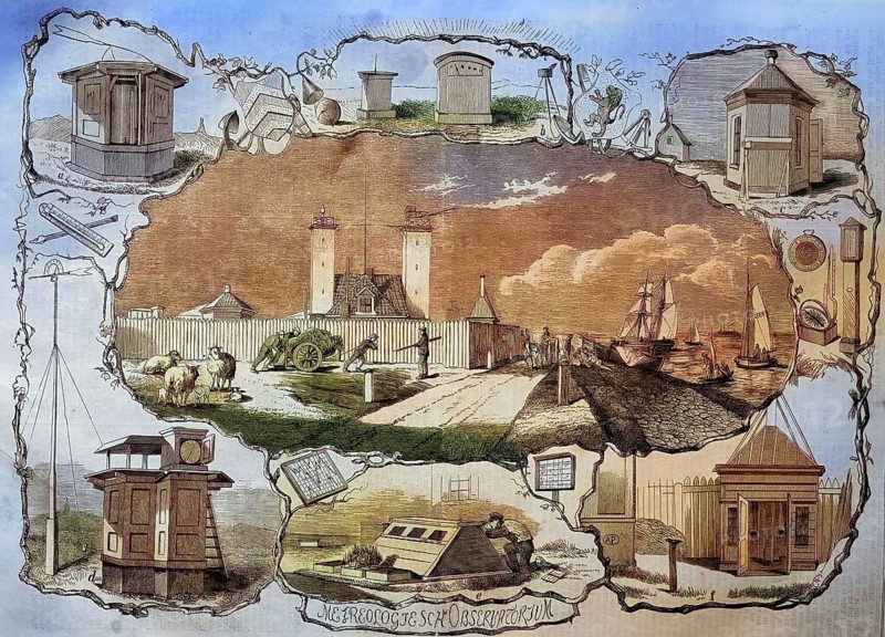 The weather station in Helder in the north of Holland, 1885, the Netherlands/the weather station at the Helder in the North of Holland, Netherland, historical, digitally restored reproduction of an original model from the 19th century, exact original date not known, subsequently colored