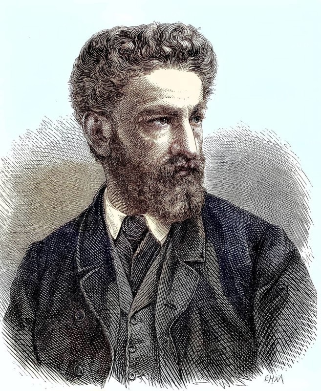 Otto Roquette, 1824 - 1896 was a German writer, Germany/ Otto Roquette, 1824 - 1896 was a German author, Germany, historical, digitally restored reproduction of an original model from the 19th century, exact original date unknown, subsequently colored