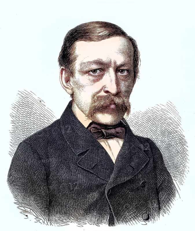 Edmund Höfer, 1819 - 1882, one of the leading German novelists of the second half of the 19th century and a well-known literary historian/Edmund Höfer, a leading German novelist of the second half of the 19th century and a noted literary historian, historical, digitally restored reproduction of an original model from the 19th century, exact original date unknown, subsequently colored