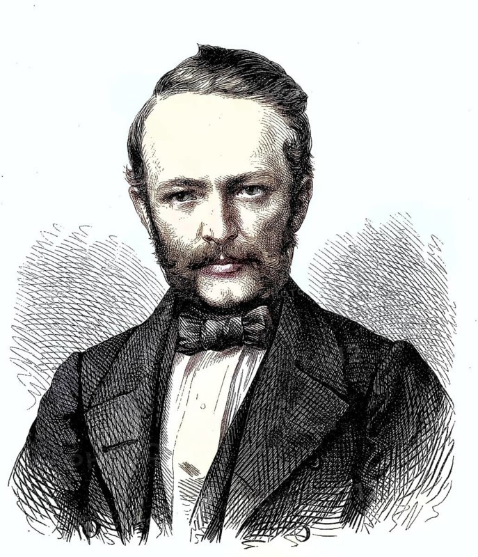 Ernst Philipp Karl Lange- 1813 - 1899, a German writer who wrote under the pseudonym Philipp Galen, Germany/Ernst Philipp Karl Lange- 1813 - 1899, a German novelist who wrote under the pseudonym Philipp Galen, Germany, historical, digitally restored reproduction of an original original from the 19th century, exact original date unknown, subsequently colored