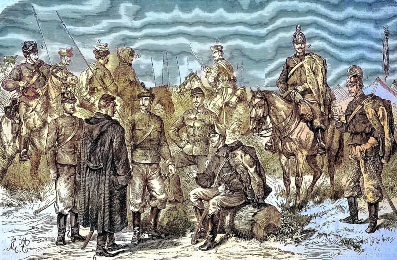 The new uniform of the Austrian cavalry army, soldiers, army, Austria/The new uniform of the Austrian cavalry army, soldiers, army, Austria, historical, digitally restored reproduction of an original original from the 19th century, exact original date not known, subsequently colored