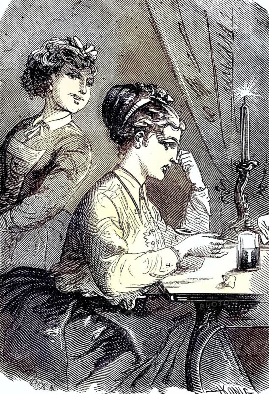 Medicine, taking medication, Ein foul-smelling powder/Medicine, taking medication, A foul-smelling powder, historical, digitally restored reproduction of an original original from the 19th century, exact original date unknown, subsequently colored