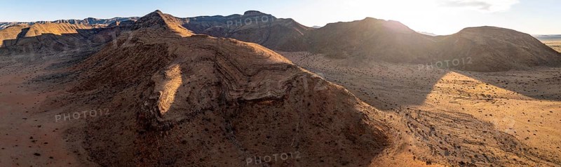 Aerial view of Naukluft Mountains in the evening, desert and dry mountains, Namibia