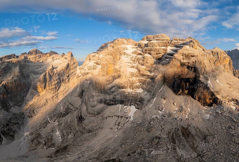 Aerial view, Impressive mountain peaks of the Brenta Mountains, Brenta, Parco Naturale Brenta-Adamello, Trentino, Italy