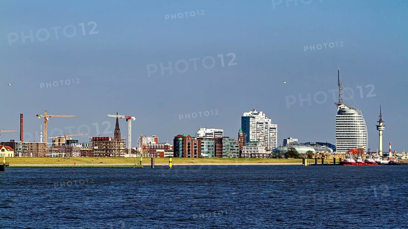 City with modern architecture and port in sunny weather, The City of Bremen