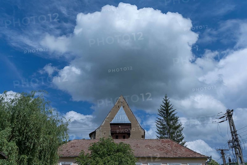 Bell tower at the abandoned fortified church, 16th century, Tobsdorf, Romanian Dupus, —Transylvania, Romania