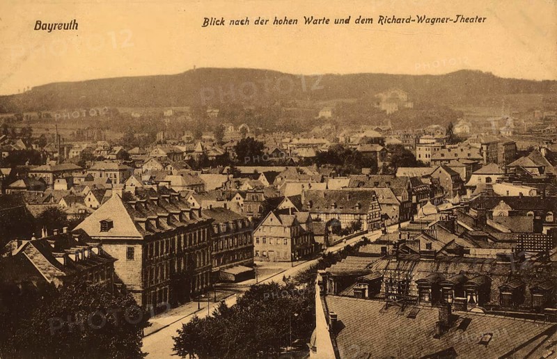 Historical postcard around 1910, Bayreuth, view of the Hohe Warte, Upper Franconia, Bavaria, Germany, digital reproduction of a historic postcard, public domain, from that time, exact date unknown