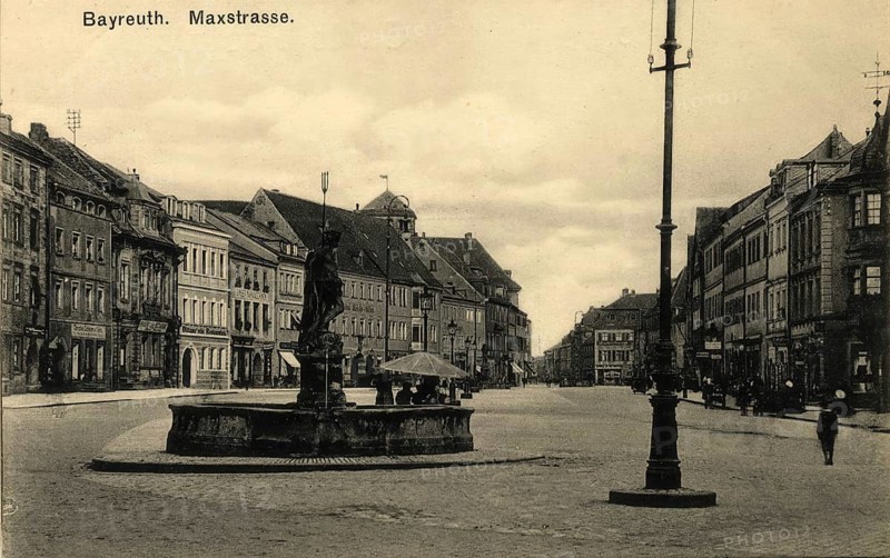 Historical postcard around 1910, Bayreuth, Maxstraße, Upper Franconia, Bavaria, Germany, digital reproduction of a historical postcard, public domain, from that time, exact date unknown