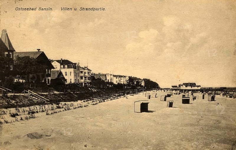 Historical postcard around 1900, Baltic resort Bansin, district of the municipality of Baltic resort Heringsdorf on the island of Usedom in the district of Vorpommern-Greifswald in Mecklenburg-Western Pomerania, Germany, digital reproduction of a historical postcard, public domain, from that time, exact date unknown