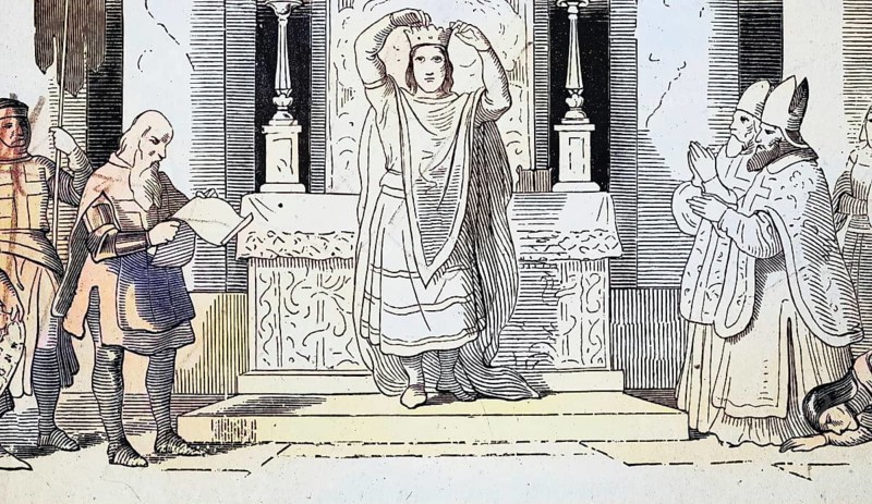 Frederick II (born 26 December 1194, died 13 December 1250) of the Hohenstaufen dynasty. Dezember 1250) aus dem Geschlecht der Staufer war ab 1198 König von Sizilien, ab 1211/12 deutscher König und von 1220 bis zu seinem Tod Kaiser des römisch-deutschen Reiches / Frederick II (born December 26, 1194, died December 13, 1250) of the Hohenstaufen dynasty was king of Sicily from 1198, German king from 1211/12, and emperor of the Roman-German Empire from 1220 until his death, Historisch, digital restaurierte Reproduktion einer Originalvorlage aus dem 19. century, exact original date unknown, subsequently coloured