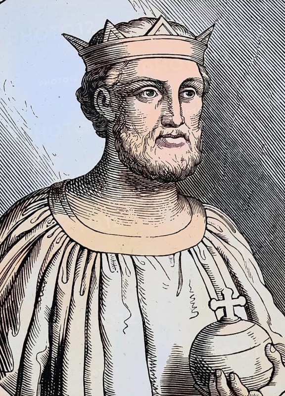 Philipp von Swabia (geboren Februar oder März 1177, gestorben 21. Juni 1208) aus dem Adelsgeschlecht der Staufer war von 1198 bis zu seiner Ermordung 1208 römisch-deutscher König / Philip of Swabia (born February or March 1177, died June 21, 1208) from the noble family of the Hohenstaufen was Roman-German king from 1198 until his assassination in 1208, Historisch, digital restaurierte Reproduktion einer Originalvorlage aus dem 19. century, genaues Originaldatum nicht bekannt, nachträglich coloriert