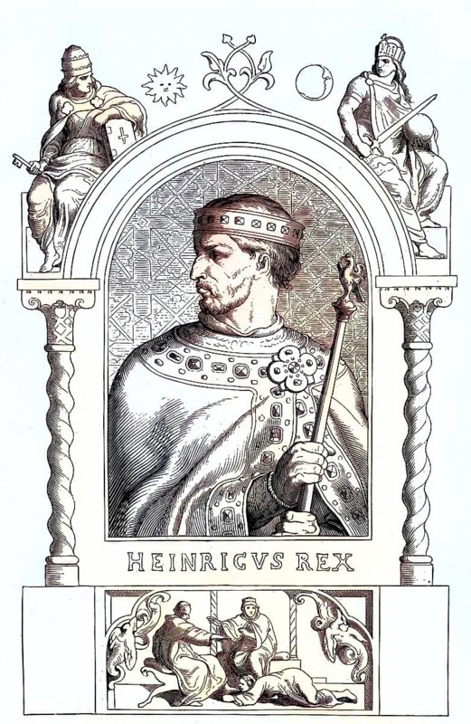 Henry IV (born 11 November 1050, died 7 August 1106) from the Salian family was the eldest son of Emperor Henry III and Empress Agnes. He was co-king from 1053, Roman-German king from 1056 and emperor from 1084 until his forced abdication on 31 December 1105 / Henry IV (born November 11, 1050, died August 7, 1106) from the Salian family was the eldest son of Emperor Henry III and Empress Agnes. He was co-king from 1053, Roman-German king from 1056, and emperor from 1084 until his forced abdication on December 31, 1105, Historic, digitally restored reproduction of an original from the 19th century, exact original date unknown, subsequently coloured