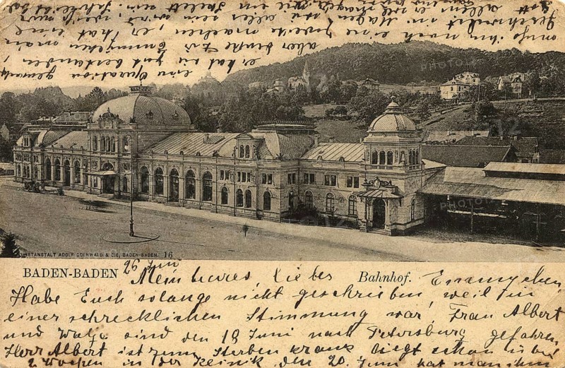 Historical postcard around 1910, Baden-Baden, spa town in the Black Forest, Baden-Württemberg, Germany, digital reproduction of a historical postcard, public domain, from that time, exact date unknown
