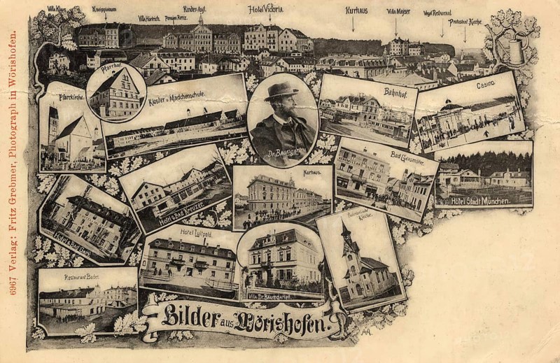 Historical postcard around 1910, Bad Wörishofen, Unterallgäu district, Bavaria, Germany, digital reproduction of a historic postcard, public domain, from that time, exact date unknown