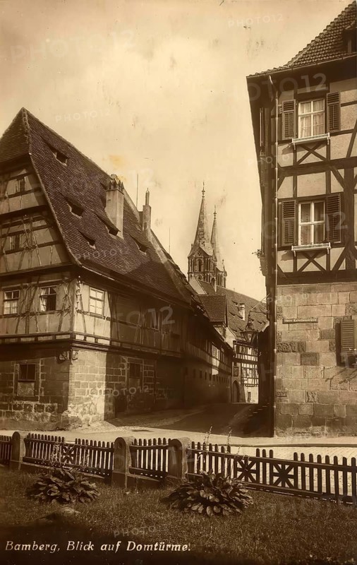Historical postcard around 1900, Bamberg Cathedral, Upper Franconia, Bavaria, Germany, digital reproduction of a historical postcard, public domain, from that time, exact date unknown